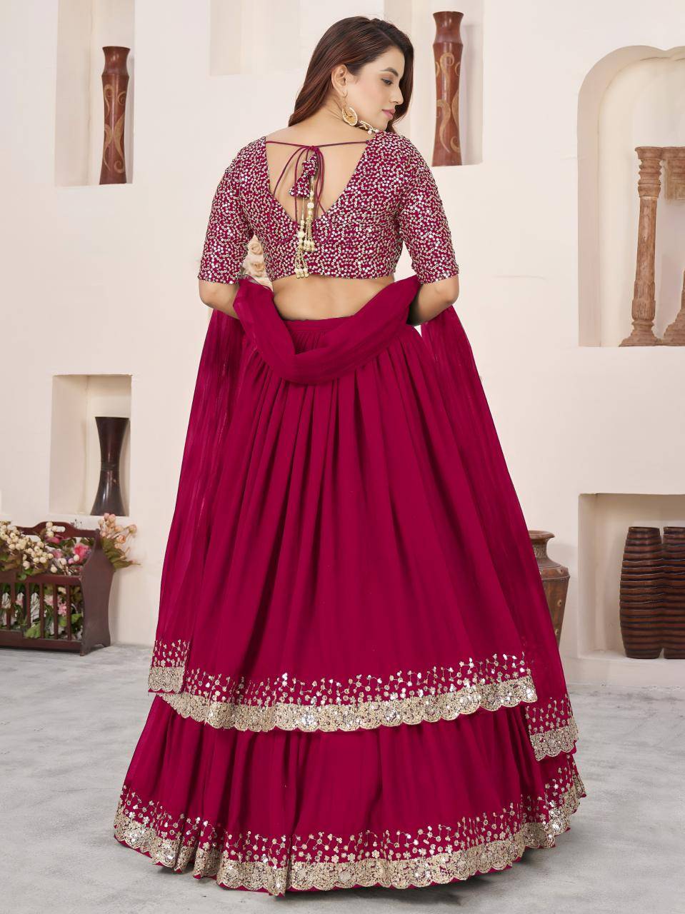 Anchal vol 2 Georgette Pink Wholesale lehenga choli suppliers in Delhi